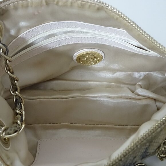 DKNY Gold Python Snake Print Chain Strap Shoulder Bag Crossbody W/Charm Accent - Picture 8 of 14